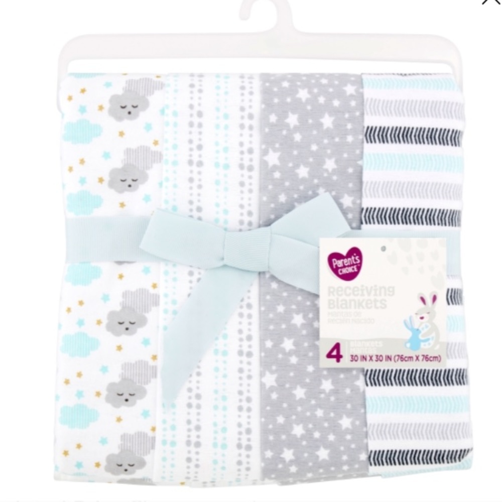 Parent's Choice Receiving Blankets, Clouds, 4 Pack